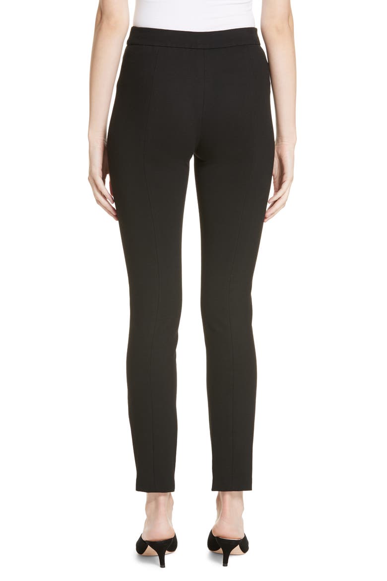 Pintucked Pull-On Skinny Jersey Pants, Alternate, color, BLACK