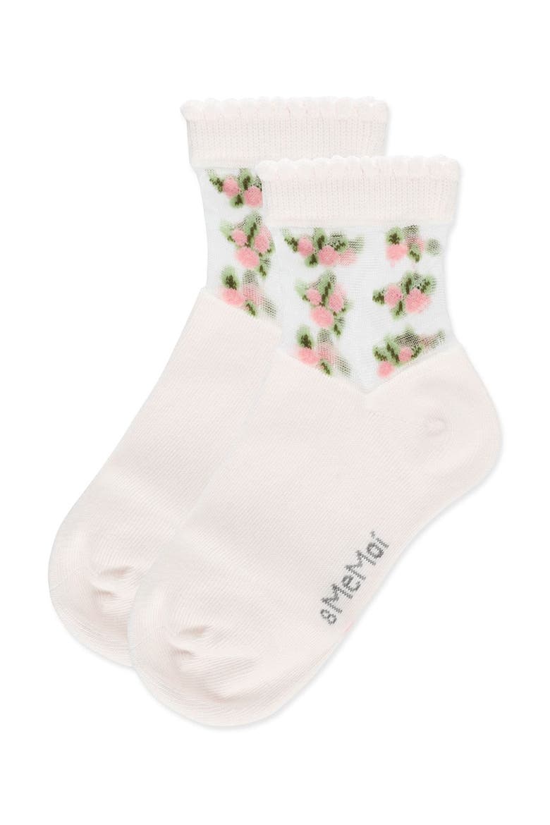 Peek-A-Boo Sheer Floral Crew Socks, Alternate, color, Light Pink