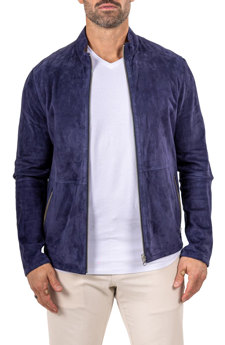 Maceoo Suede Jacket, Main, color, Blue