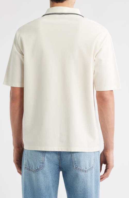 Frame Mens Striped Collar Regular-fit Pique Polo Top White Sand In White
