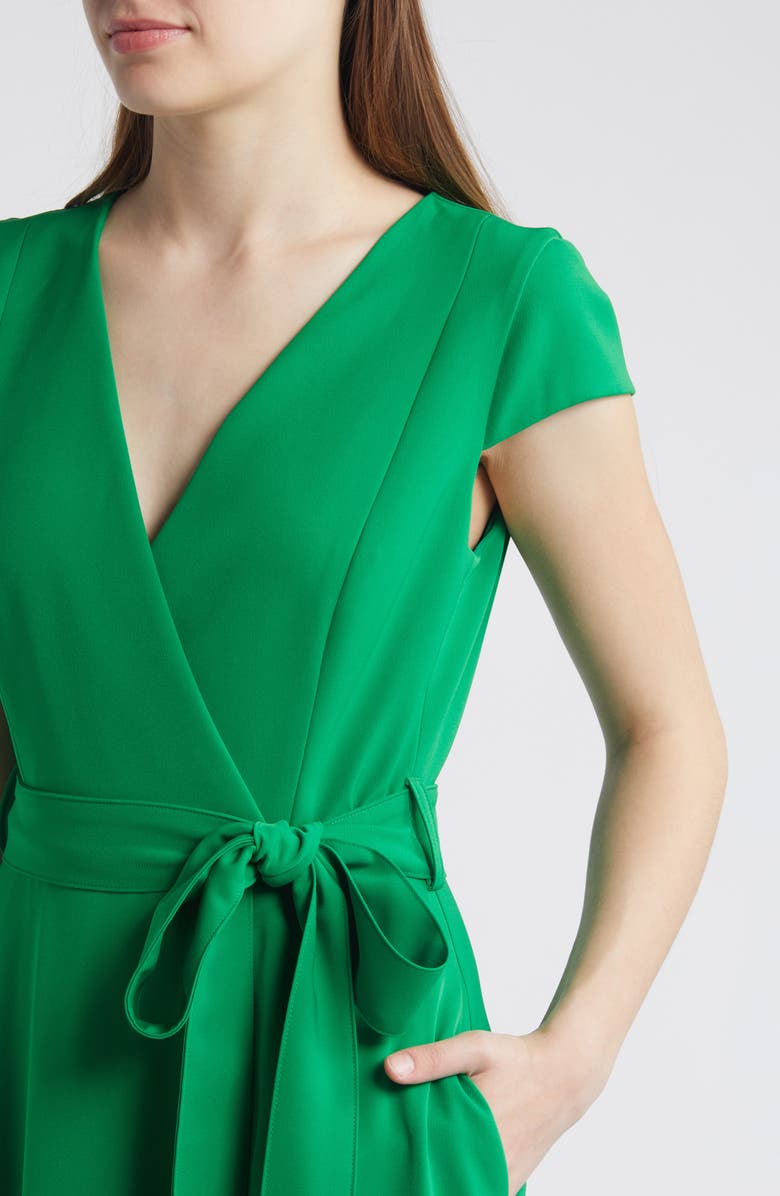 Black Halo Pandora Wrap Front Midi Dress, Alternate, color, 