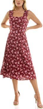 Socialite Ruffle Strap Sleeveless Midi Dress