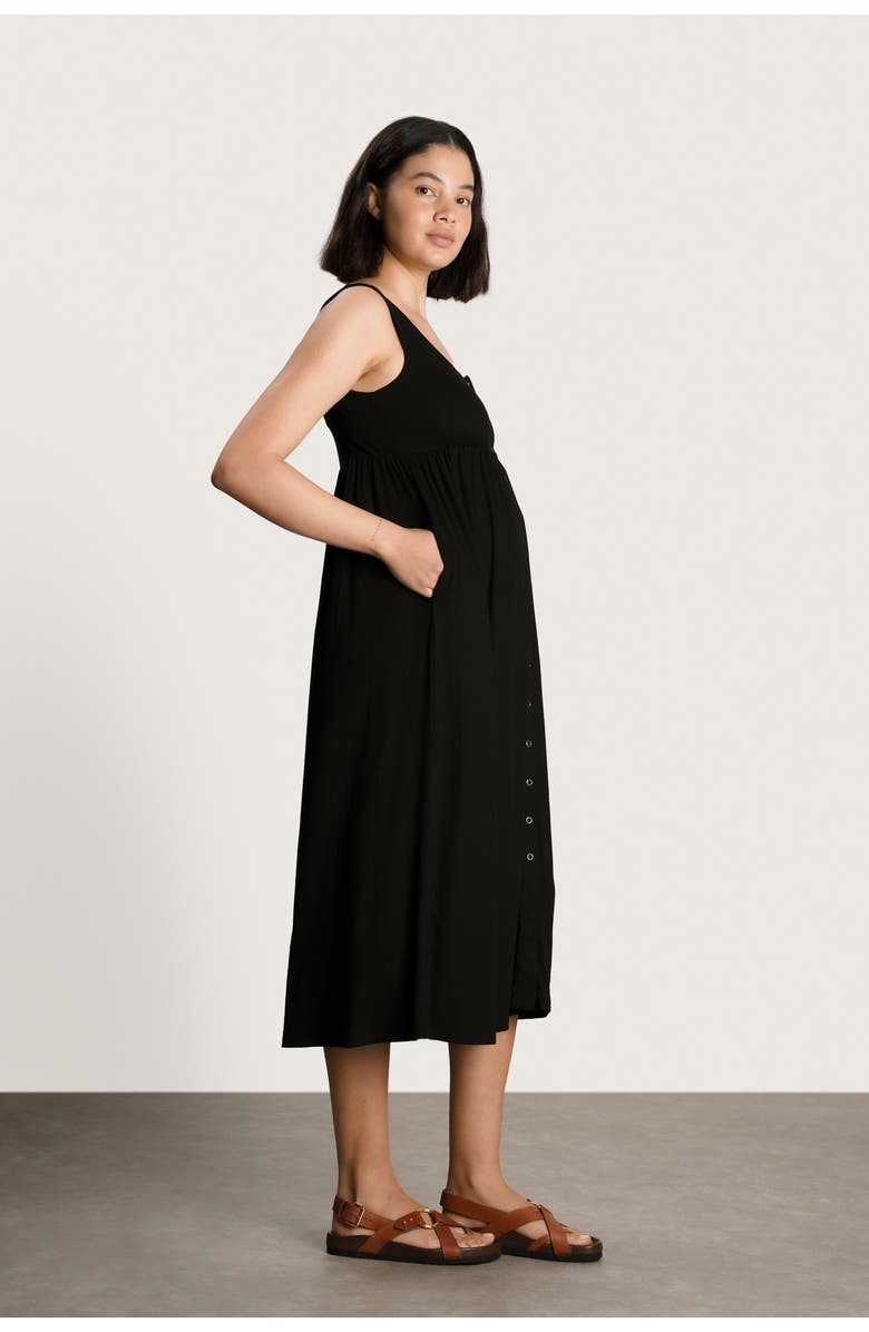Nom Maternity Ribbed Modal Henley Dress, Alternate, color, Black
