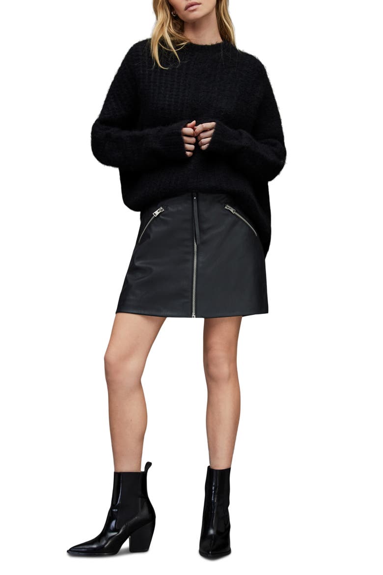 Piper Faux Leather Miniskirt, Alternate, color, BLACK