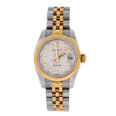 Oyster Perpetual Datejust Automatic Watch Stainless Steel and Yellow Gold with Diamond Markers 26