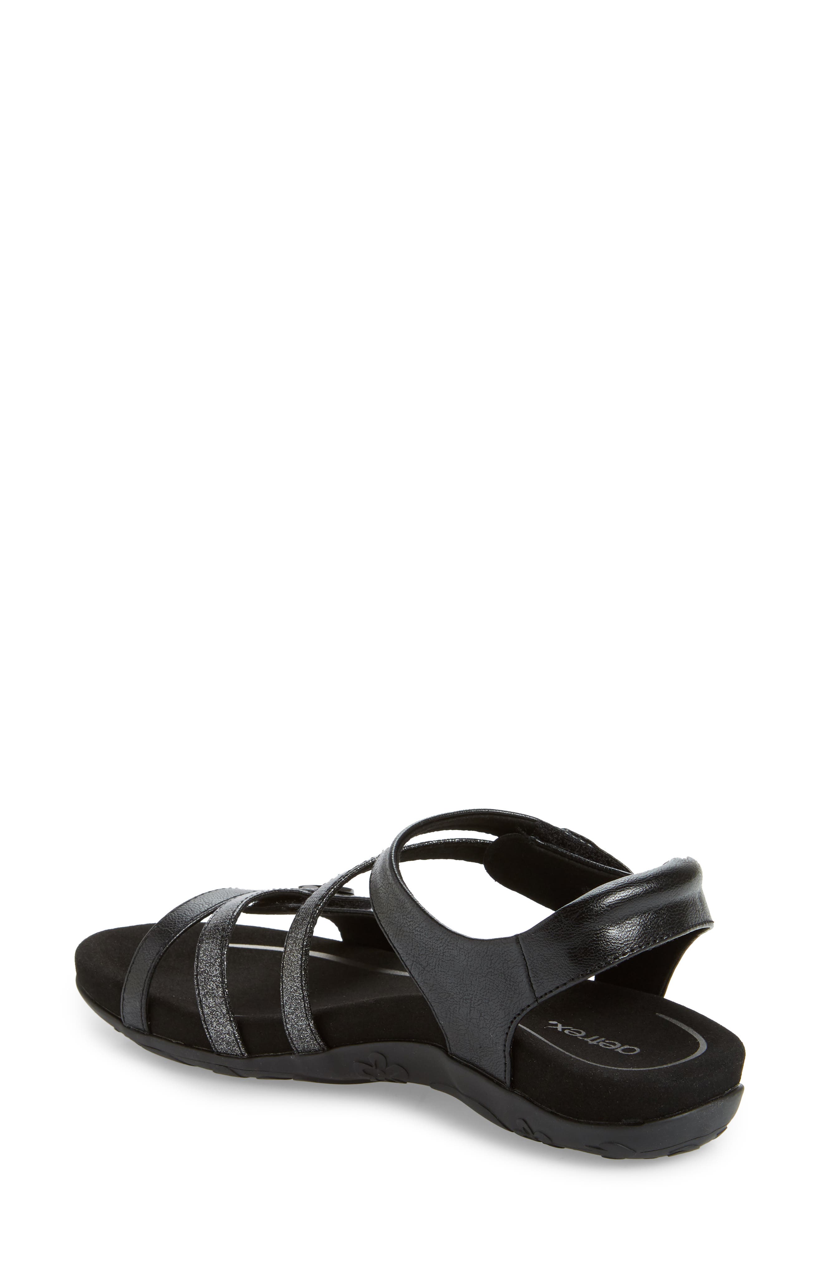 Jess Sandal, Alternate, color, BLACK FAUX LEATHER