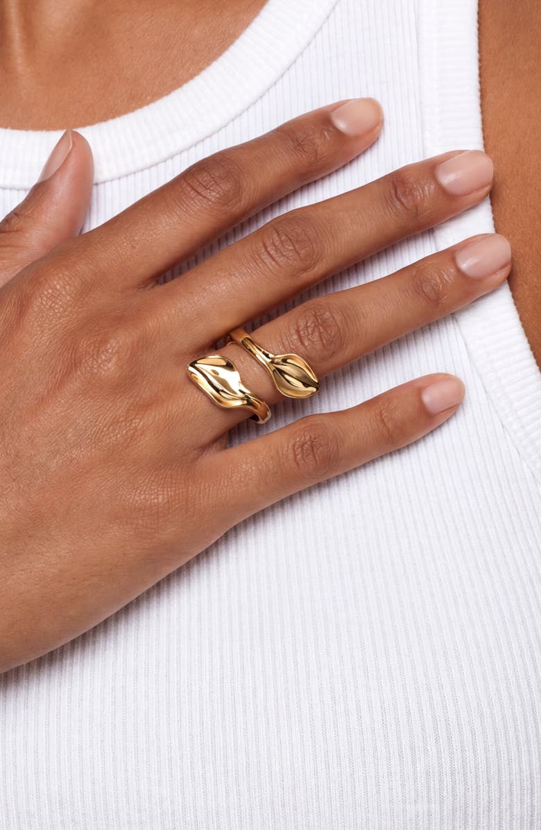 Ettika Twisted Petal Wrap Ring, Alternate, color, Gold