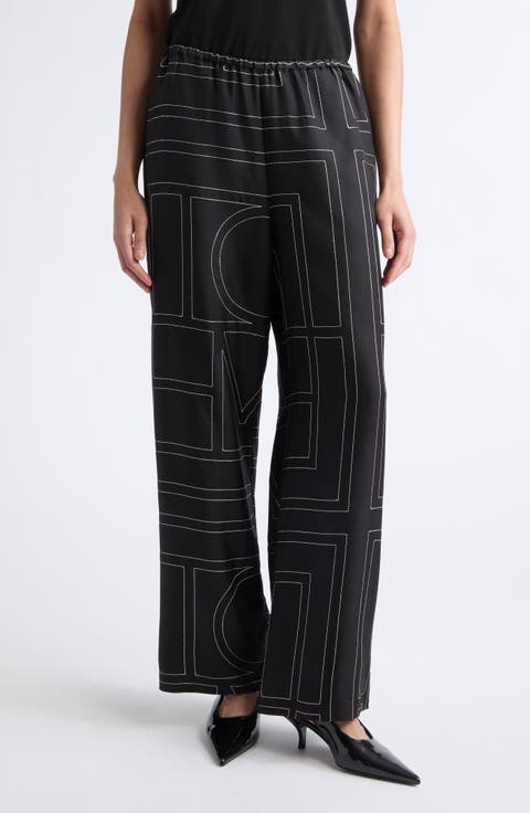 Monogram Organic Silk Pajama Pants