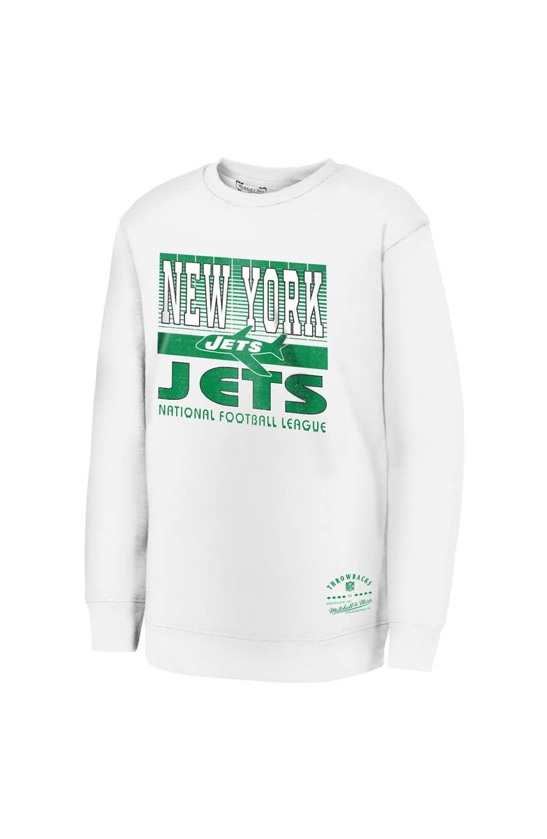Mitchell & Ness Youth White New York Jets Retro Big Game Fleece Pullover Sweatshirt, Alternate, color, White