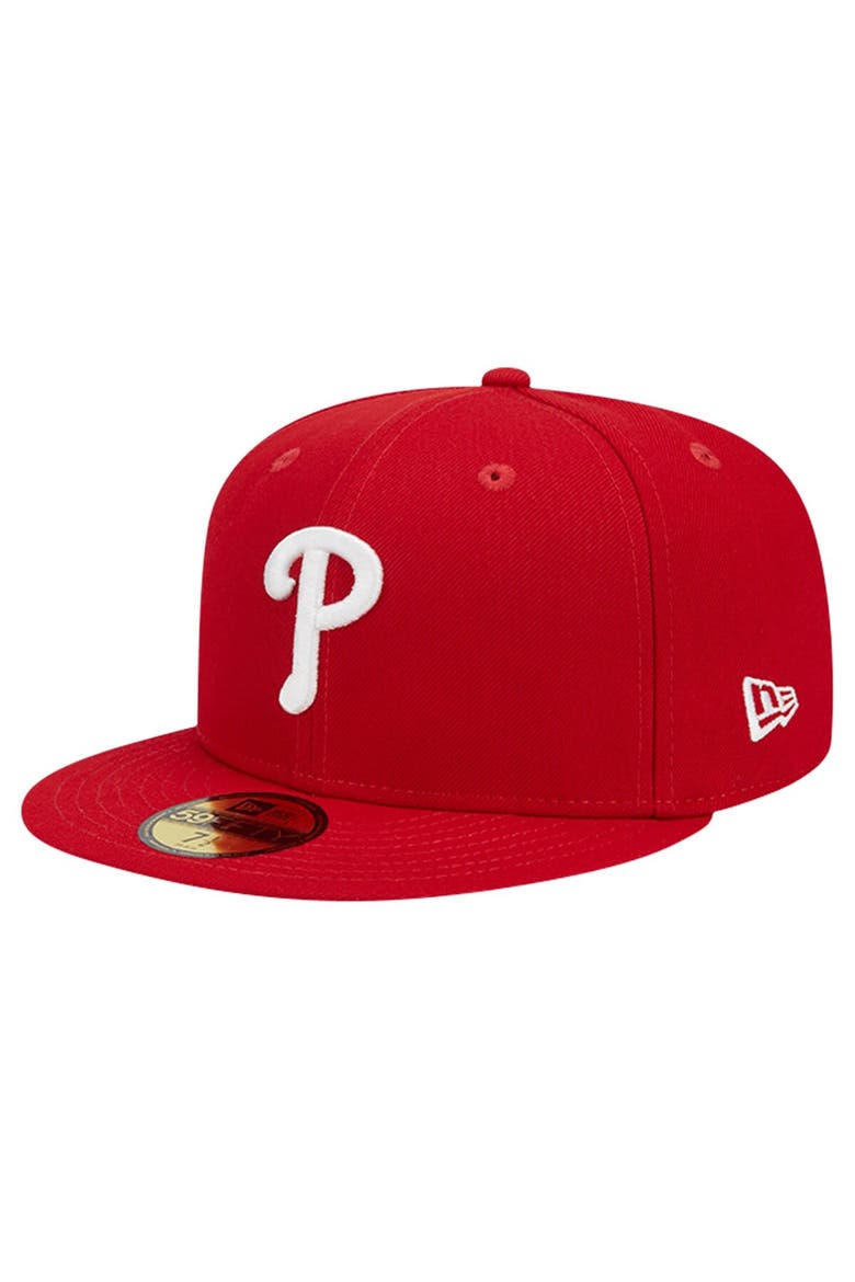 Men's New Era Red Philadelphia Phillies Logo 59FIFTY Fitted Hat, Alternate, color, Red