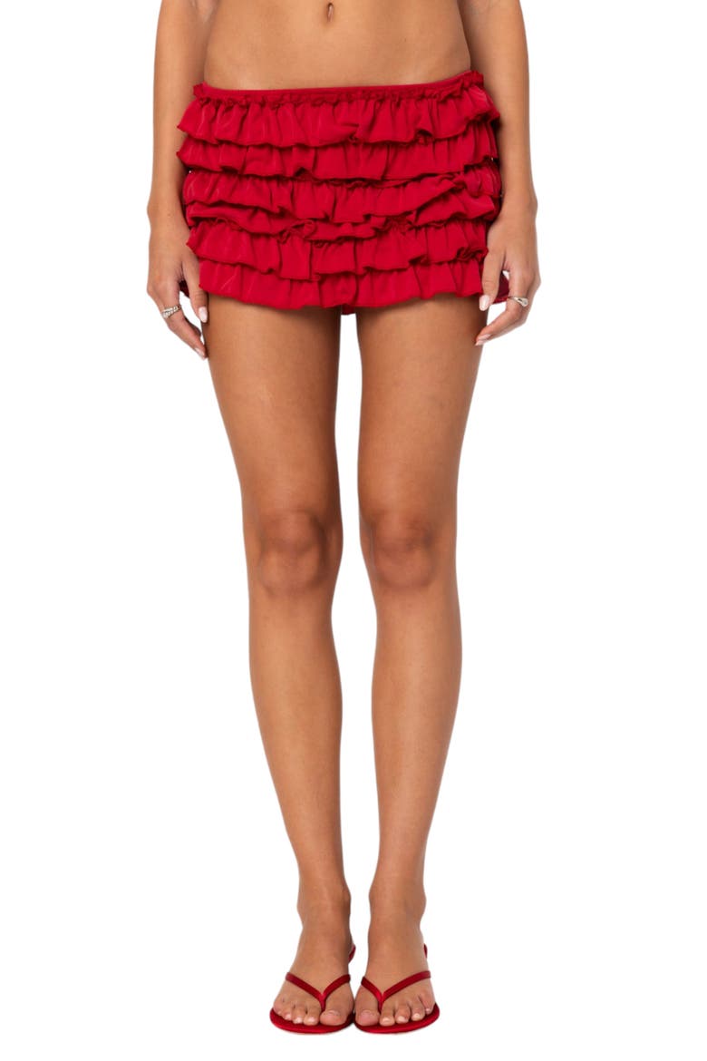 Constance Ruffle Miniskirt, Main, color, RED