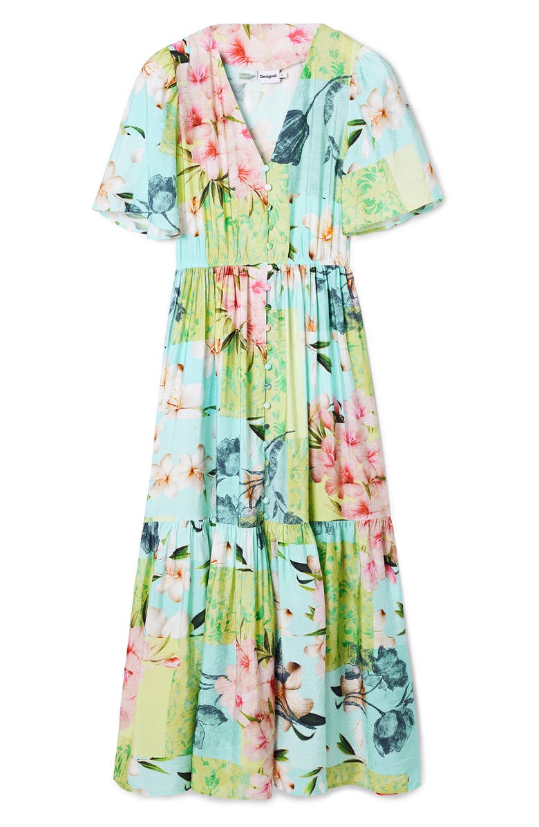 Desigual Blues Floral Print A-Line Dress, Alternate, color, 