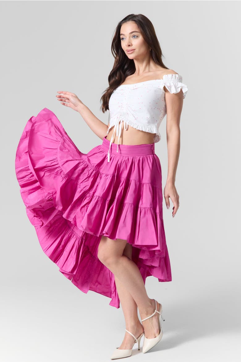 Off-Shoulder Top & Skirt Set, Alternate, color, Pink