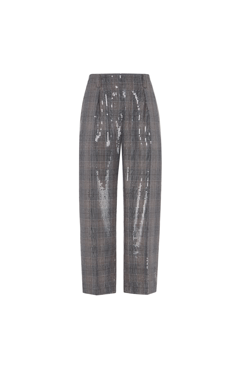 Brunello Cucinelli Prince of Wales trousers with embroidery, Main, color, Anthracite
