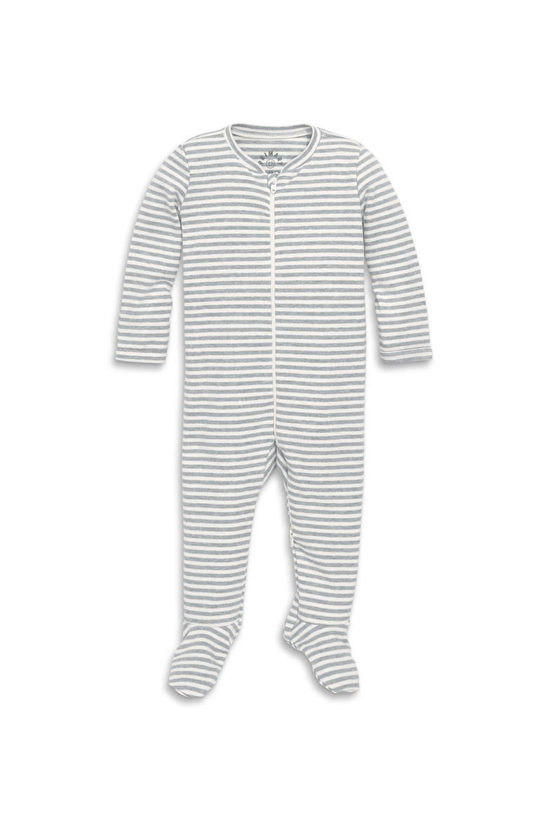 Baby Organic Zip Footie In Stripe, Main, color, Heather Gray Ivory Mini Stripe