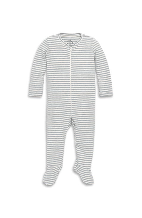 Baby Organic Zip Footie In Stripe