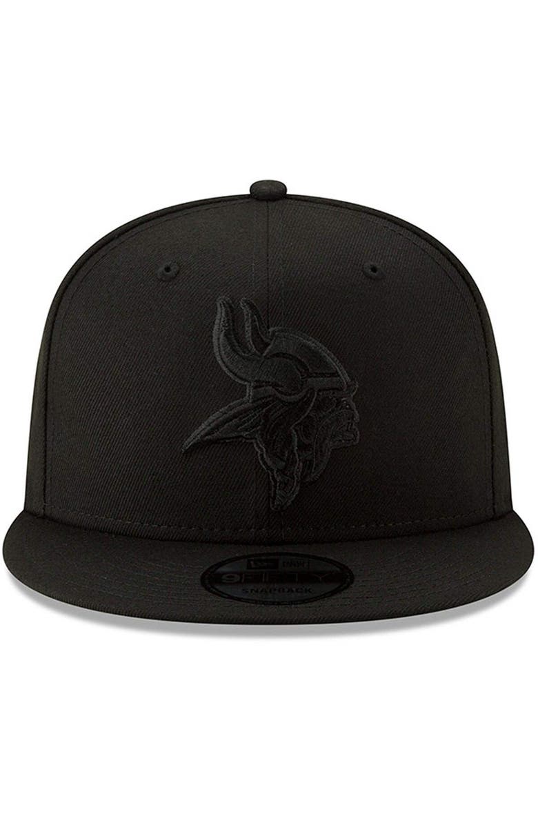 New Era Men's New Era Black Minnesota Vikings Black On Black 9FIFTY Adjustable Hat, Alternate, color, 