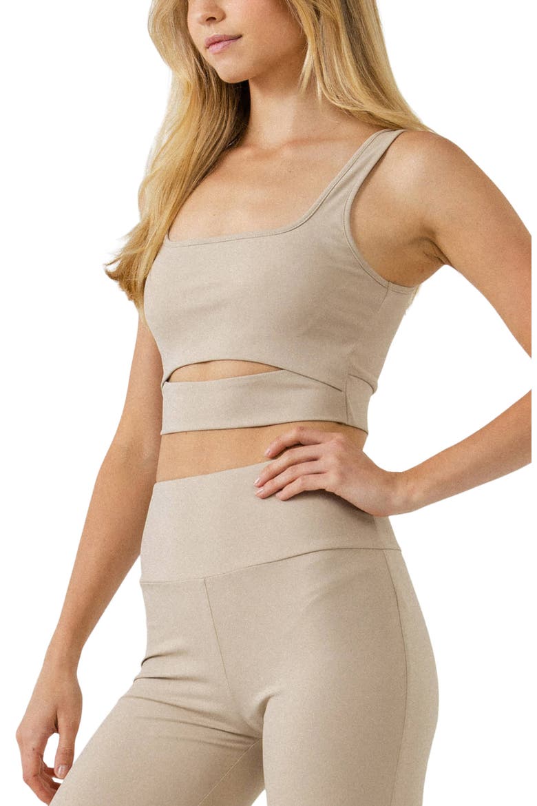 Cutout Crop Tank Top, Alternate, color, KHAKI