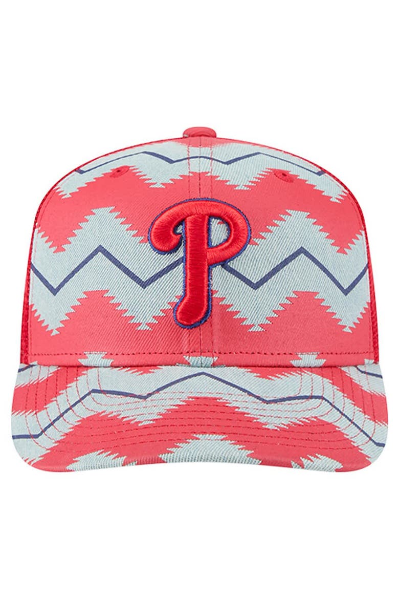 Men's New Era Denim/Red Philadelphia Phillies Aztec Denim 9SEVENTY Adjustable Hat, Alternate, color, Denim