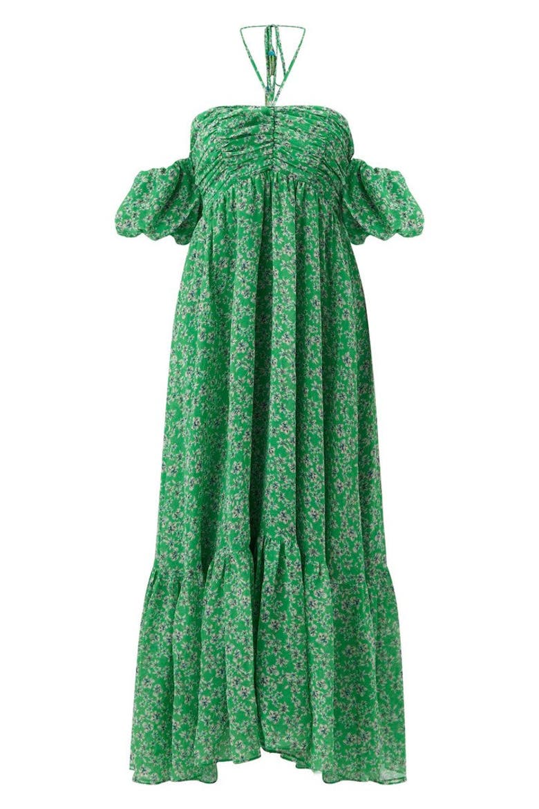 Halter Neck Floral Chiffon Midi Dress, Alternate, color, ORIGINAL