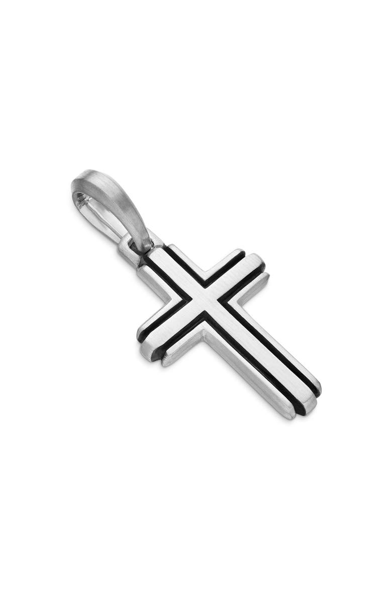 Deco Cross Enhancer Pendant, Alternate, color, SILVER
