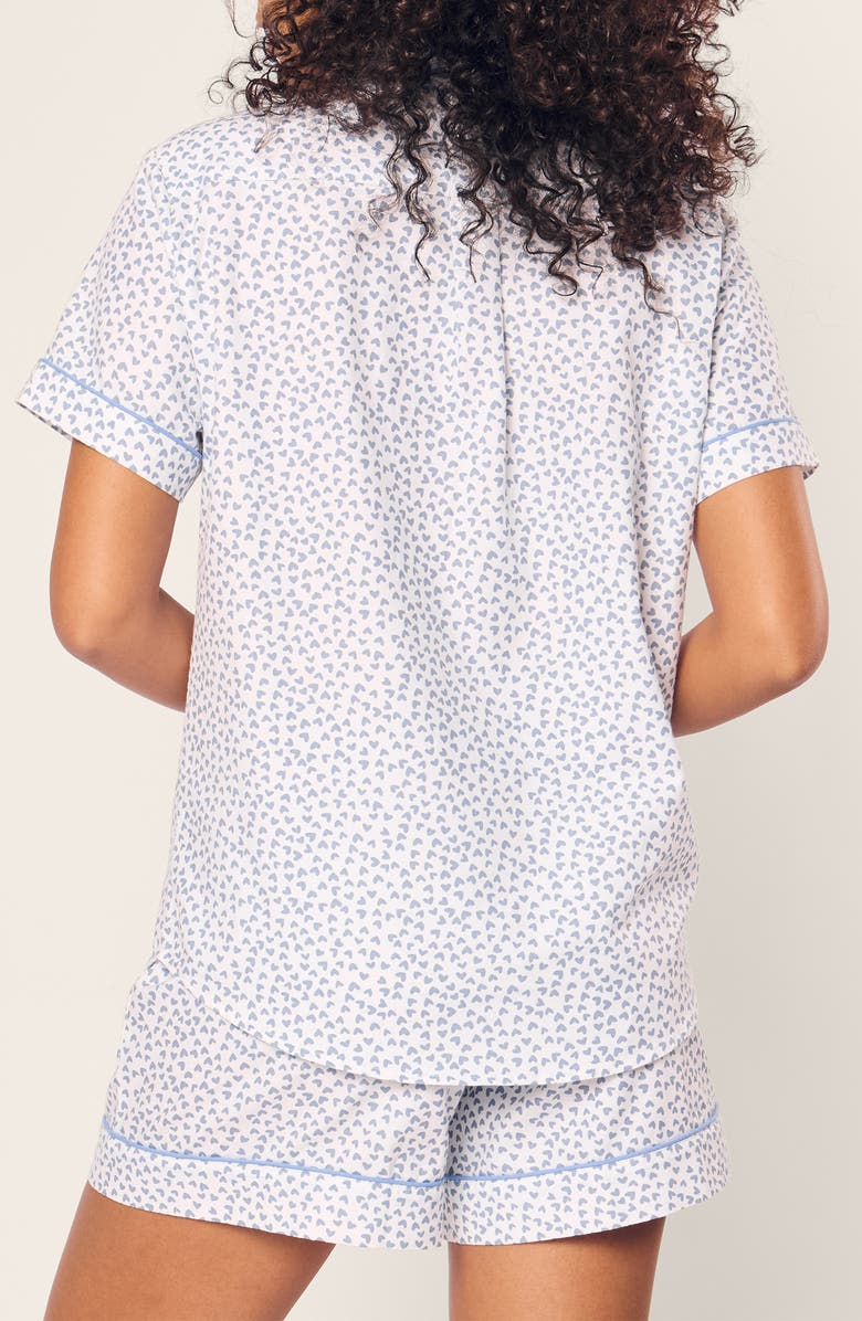 Petite Plume Blue Heart Cotton Twill Short Pajamas, Alternate, color, 