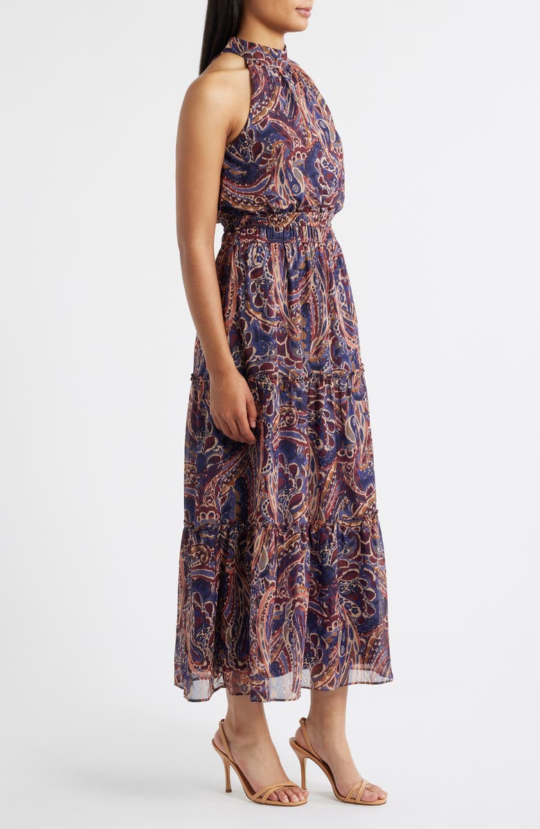 Julia Jordan Paisley Sleeveless Dress, Alternate, color, Navy Multi