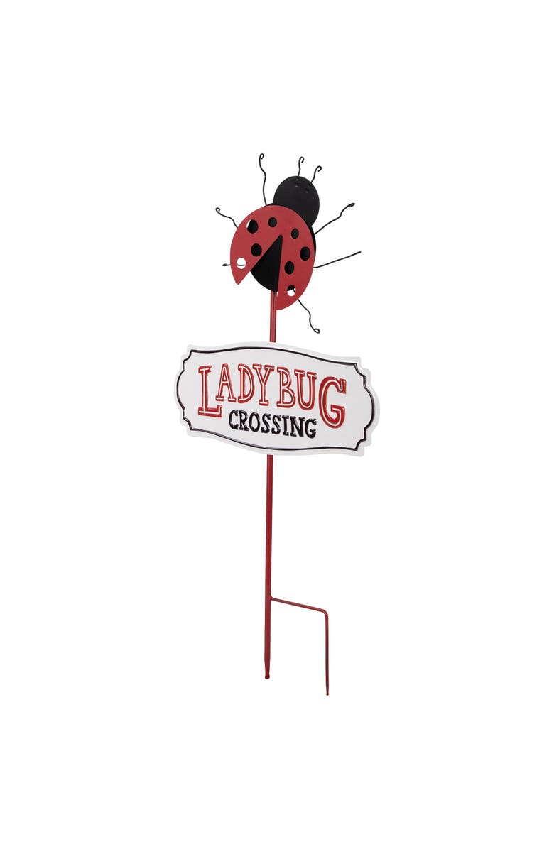 Northlight Ladybug Crossing Metal Outdoor Garden Stake - 23", Alternate, color, Black