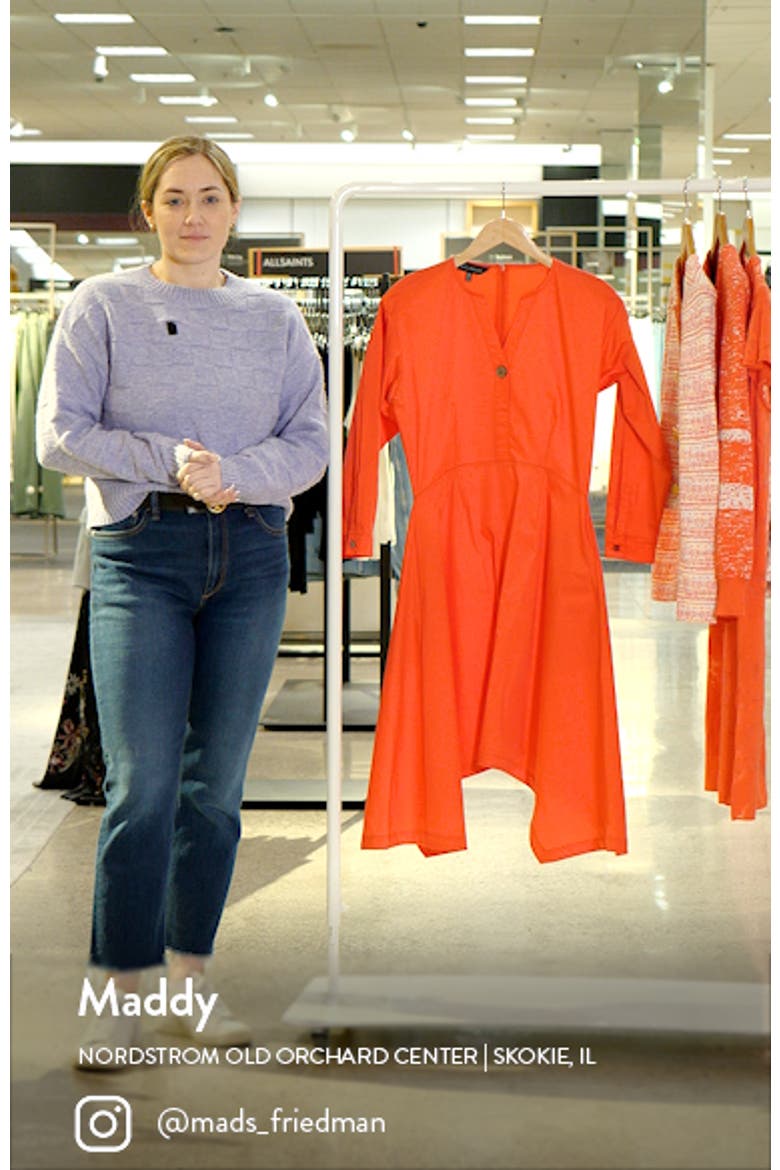Long Sleeve Asymmetric Hem Cotton Blend Dress video