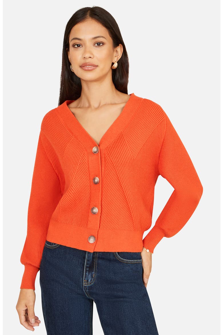 Relaxed Fit V-Neck Cardigan, Main, color, Orange