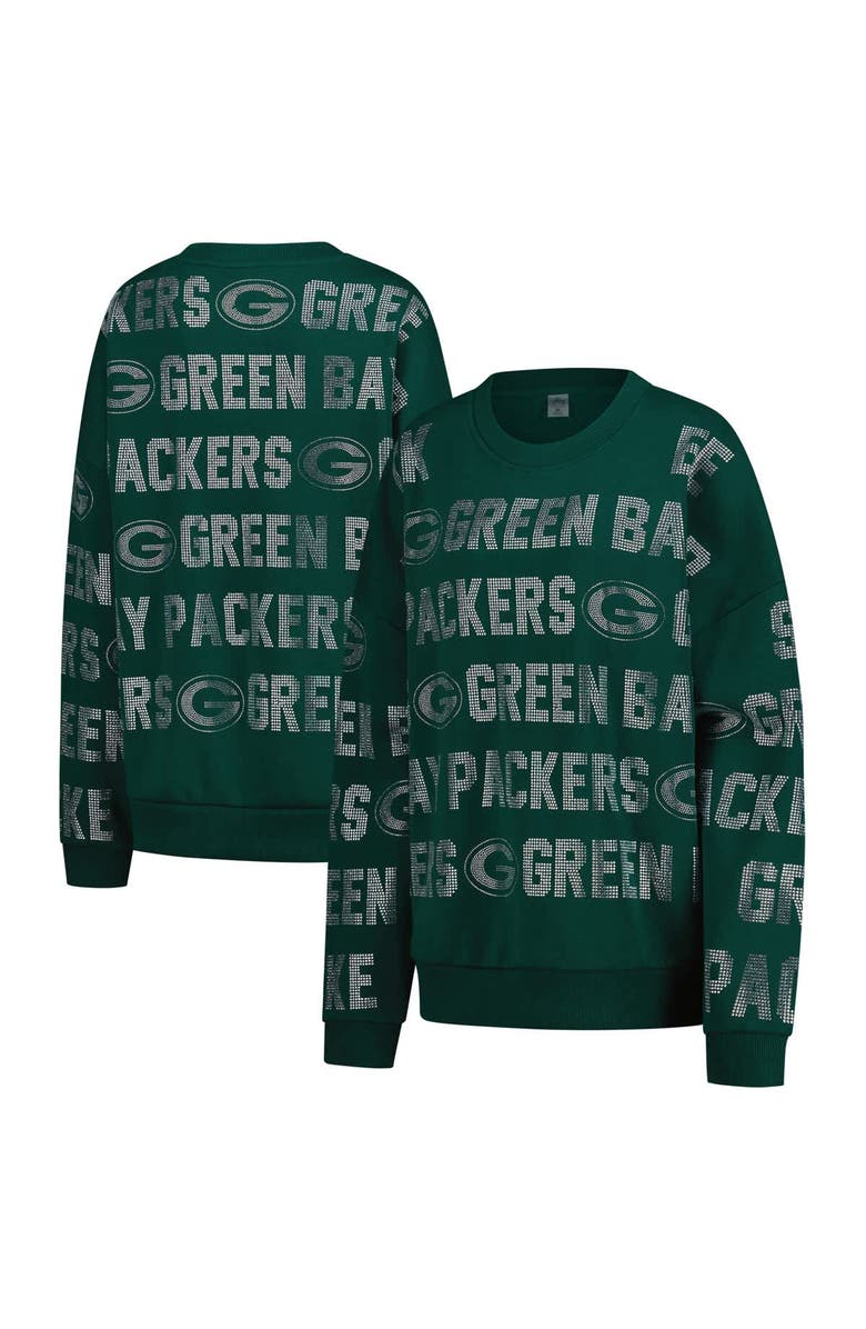 GAMEDAY COUTURE Women
s Gameday Couture Green Green Bay Packers Oversized Hype Era Rhinestone Text Sweatshirt, Main, color, Green