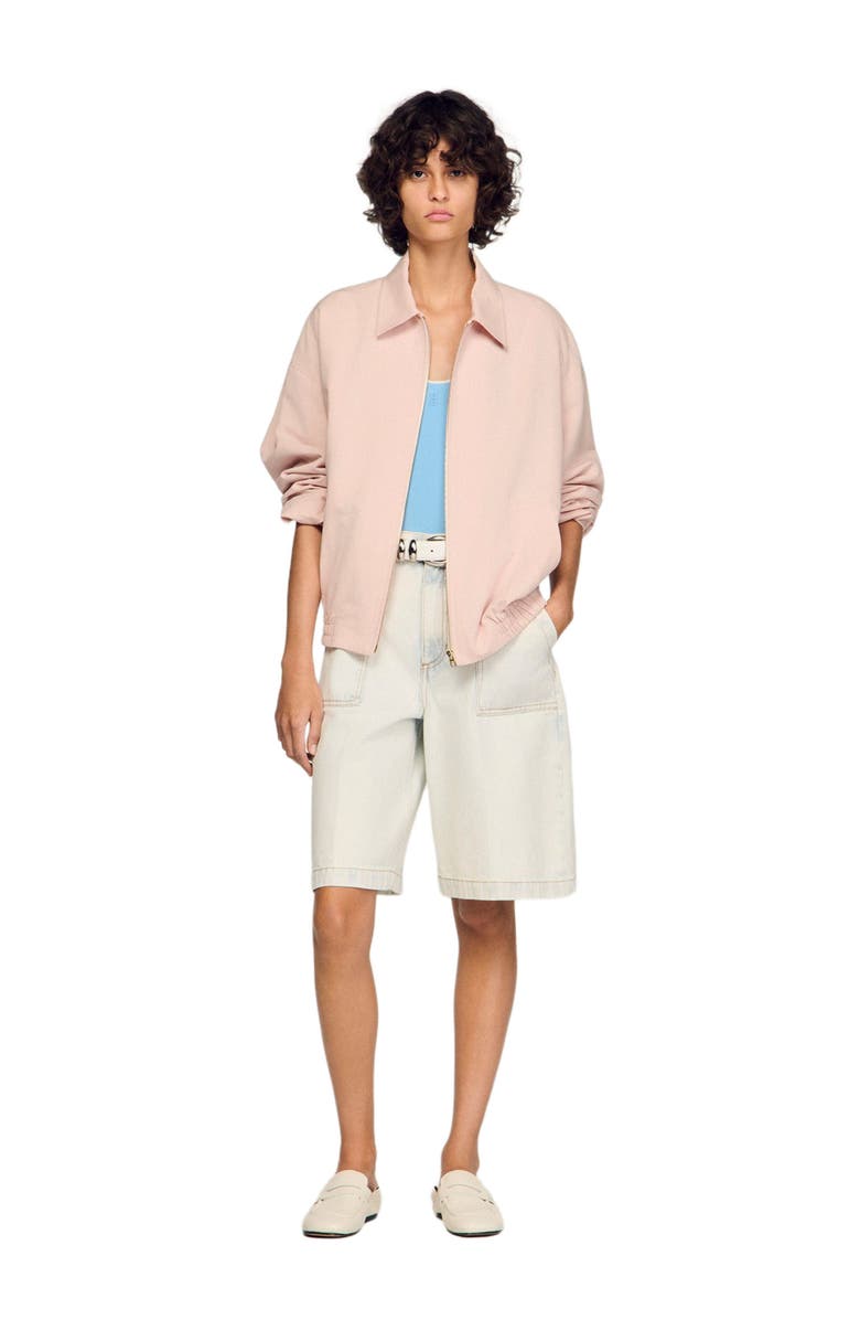SANDRO Cotton and linen jacket, Alternate, color, Pink