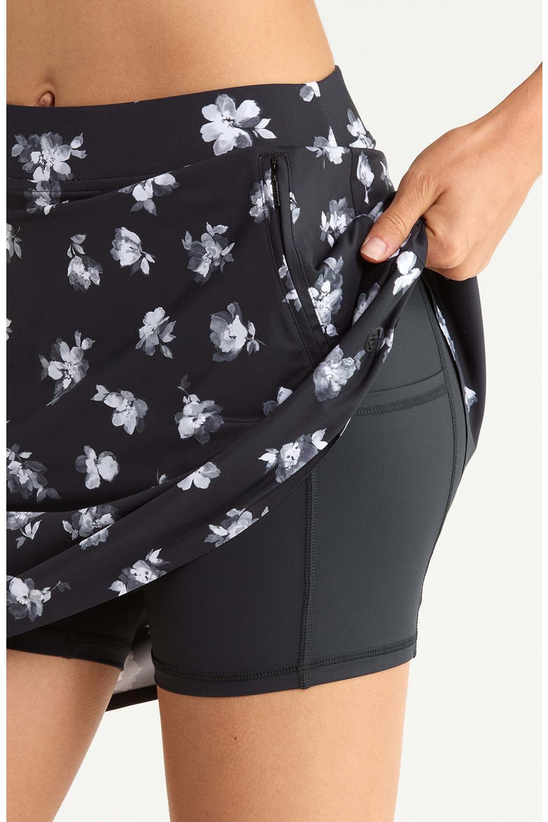 Moody Floral Silky Tech Performance Skort, Alternate, color, ONYX