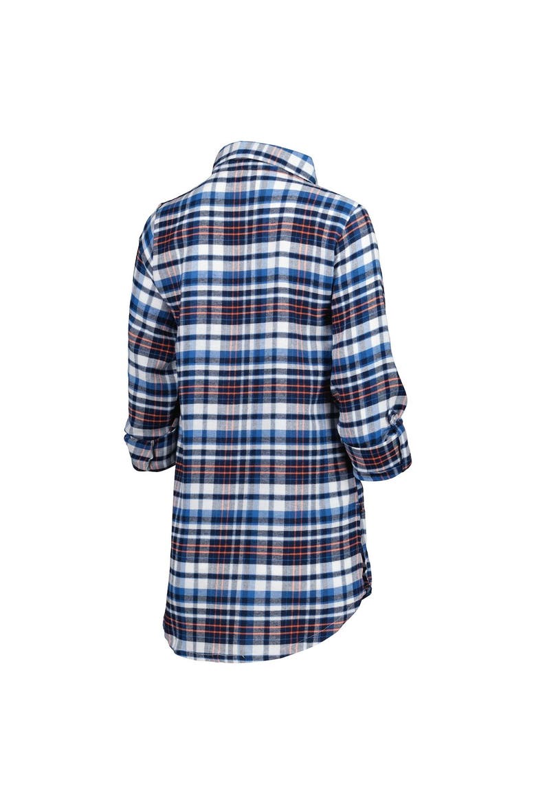 Women's Concepts Sport Navy Denver Broncos Mainstay Plaid Full-Button Long Sleeve Nightshirt, Alternate, color, Navy