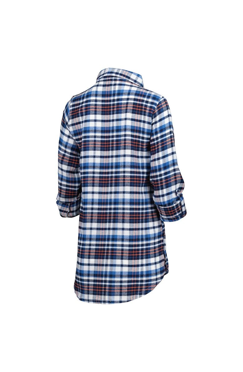 CONCEPTS SPORT Women's Concepts Sport Navy Denver Broncos Mainstay Plaid Full-Button Long Sleeve Nightshirt, Alternate, color, Navy