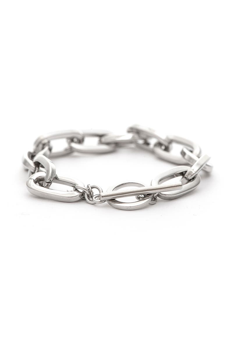 Toggle Link Bracelet, Main, color, WHITE RHODIUM CLAD