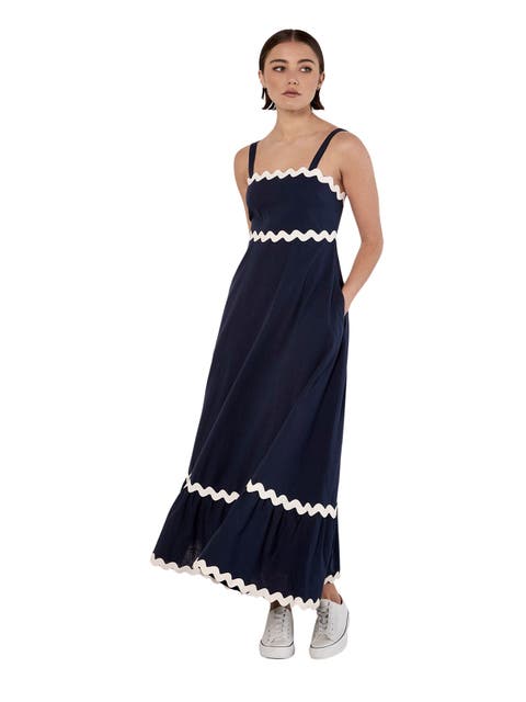 Rick Rack Trim Trapeze Midaxi Dress