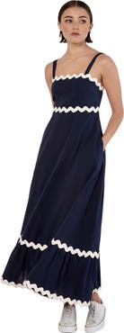 Apricot Rick Rack Trim Trapeze Midaxi Dress