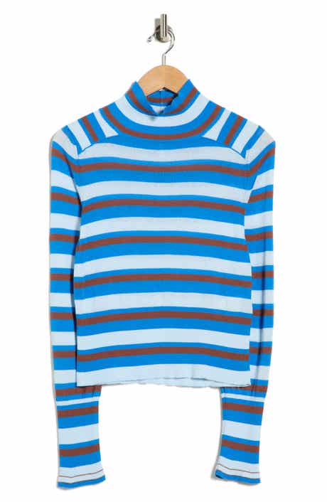 Free People Breeze Stripe Mock Neck Top