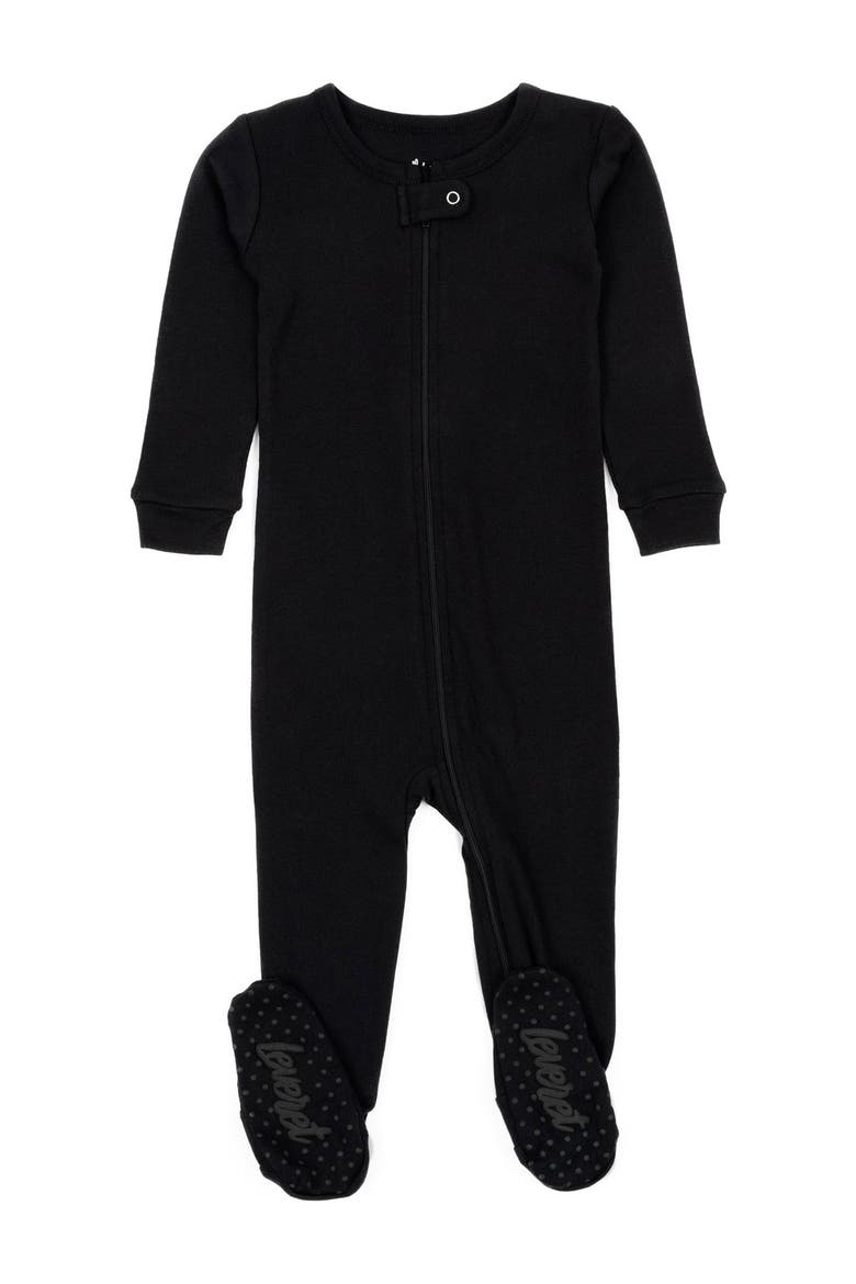Solid Black Footed Pajamas, Main, color, BLACK