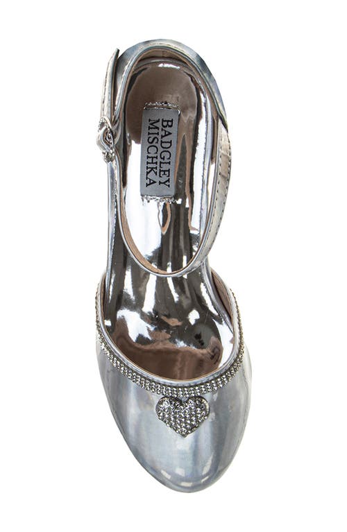 Badgley Mischka Collection Kids' Ankle Strap Pump In Silver Holographic