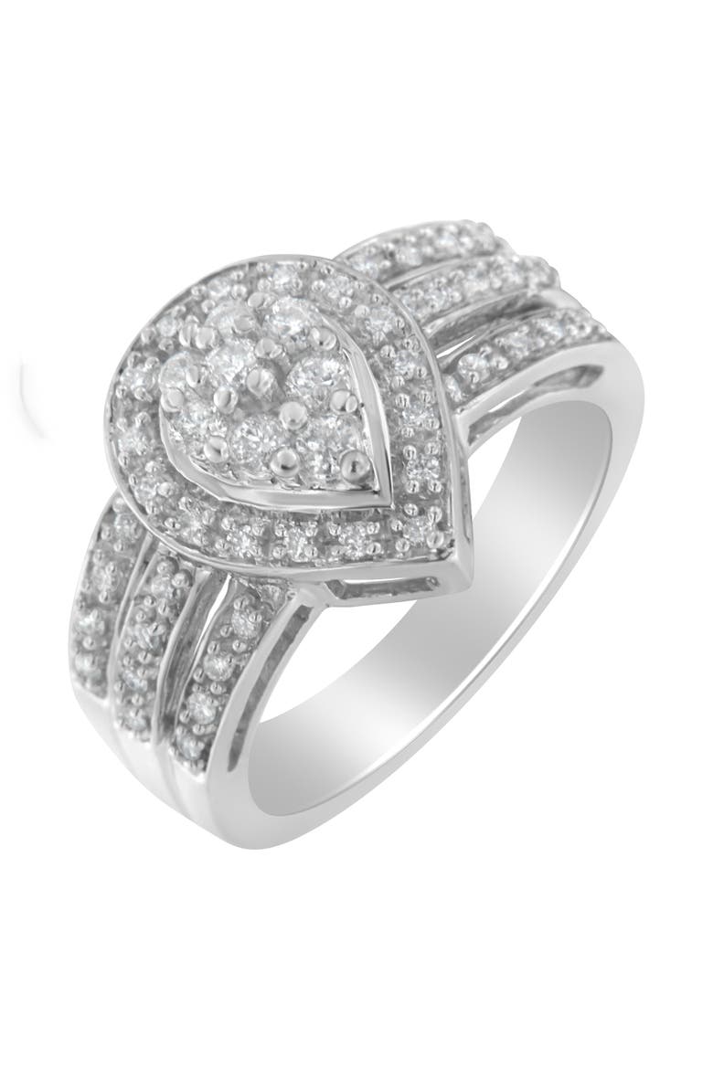 10K White Gold 1/2 Ctw Diamond Cocktail Teardrop Ring, Alternate, color, White Gold