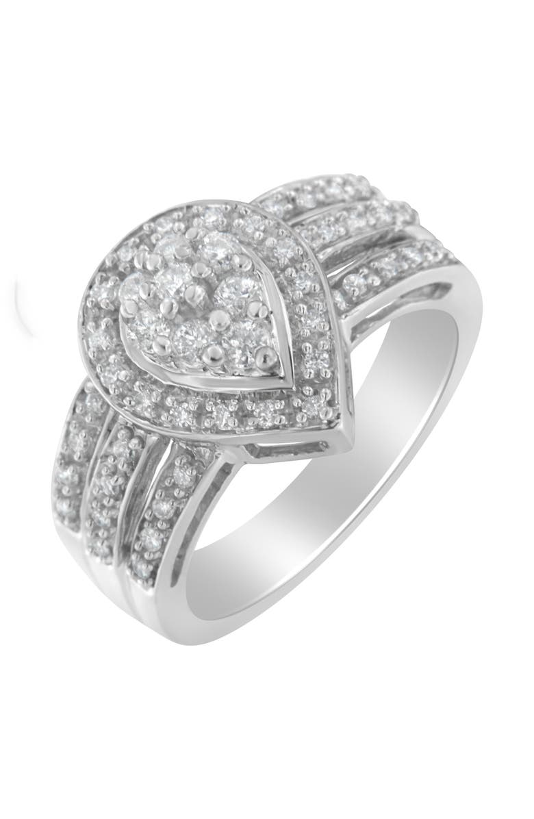 Haus of Brilliance 10K White Gold 1/2 Cttw Diamond Cocktail Teardrop Ring, Alternate, color, White Gold