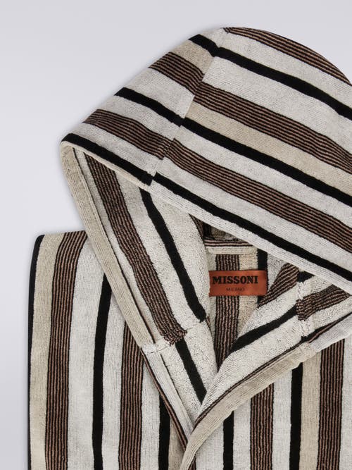 Missoni Home Craig Striped Cotton Terry Bathrobe In Black & White
