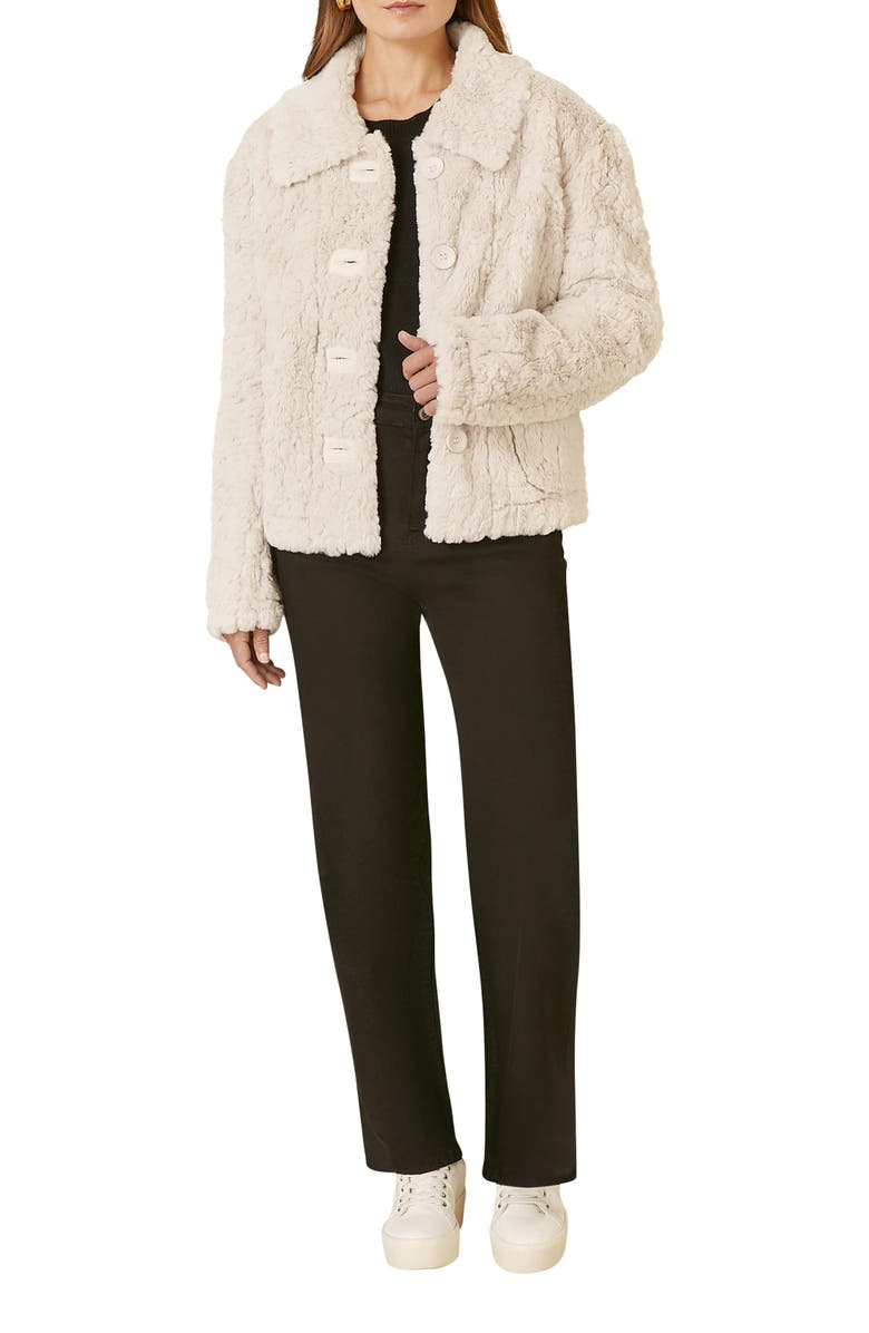 Yumi Textured Faux Fur Jacket, Alternate, color, Cream