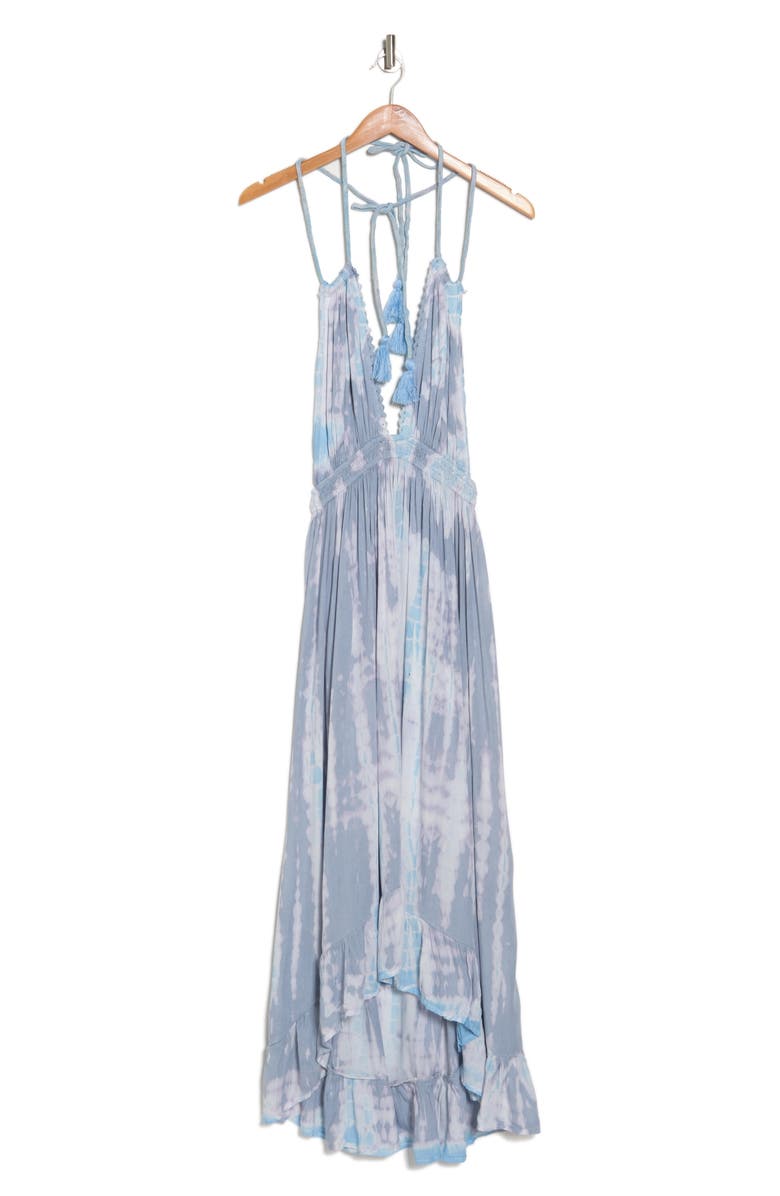 BOHO ME Open Back Plunge Neck Ombré Halter Dress, Alternate, color, Platinum Tie Dye