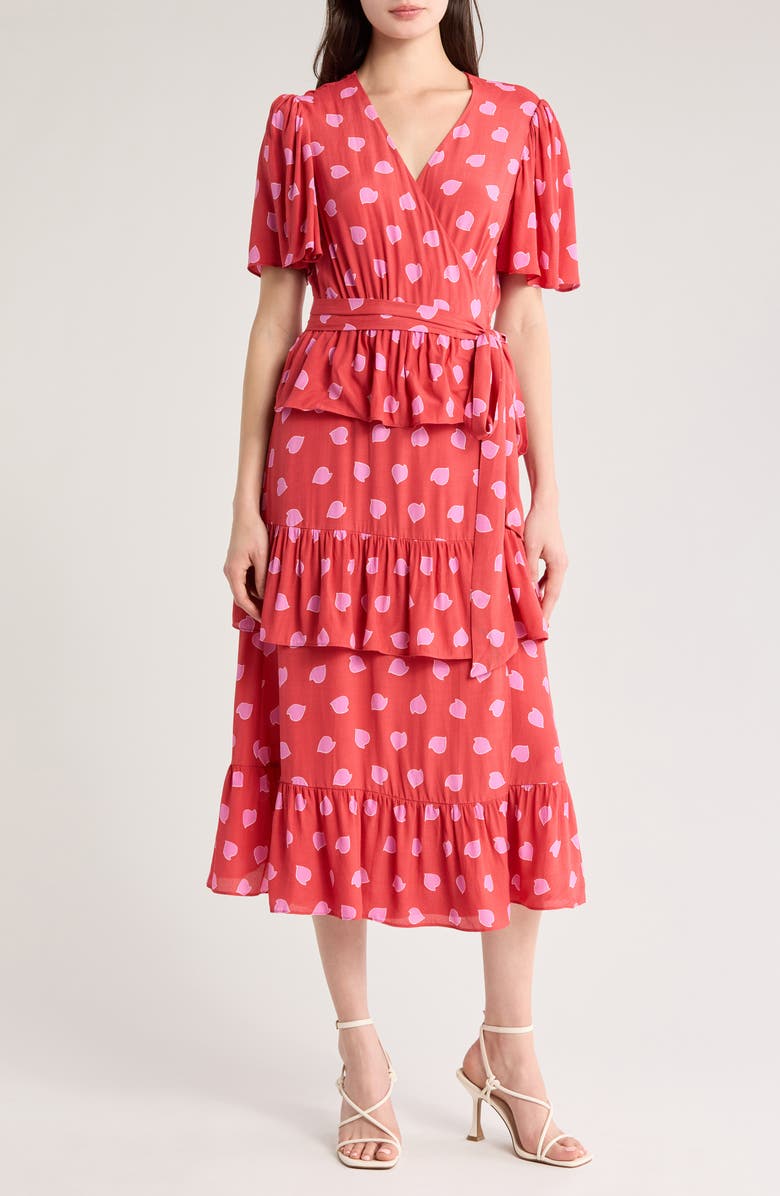 DVF Opal Short Sleeve Tiered Wrap Dress, Main, color, 