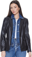 BLUE REVIVAL Helen Blazer in Black UNreal Leather