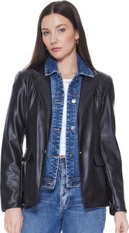 BLUE REVIVAL Helen Blazer in Black UNreal Leather