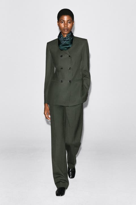 Wool-Blend Double-Breasted Blazer